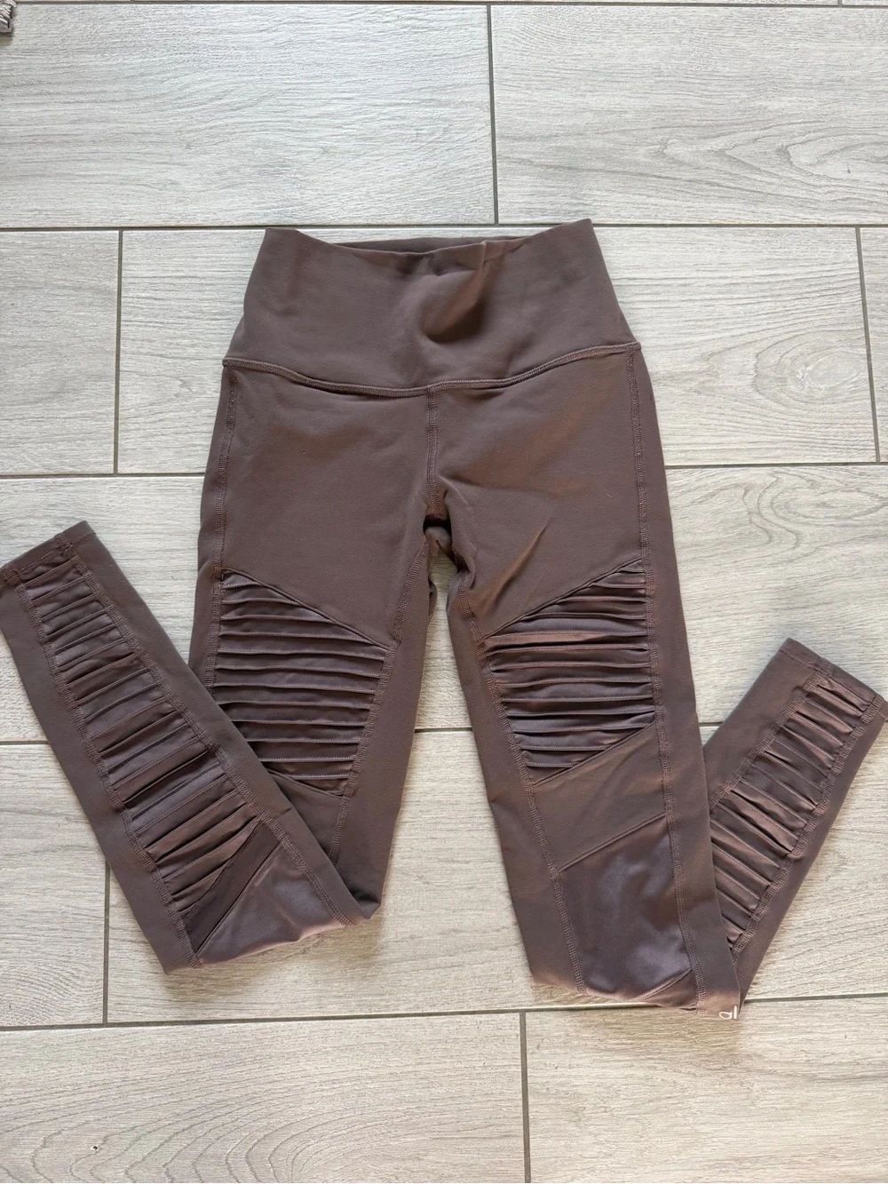 ALO Yoga Brown Moto-Panel Leggings